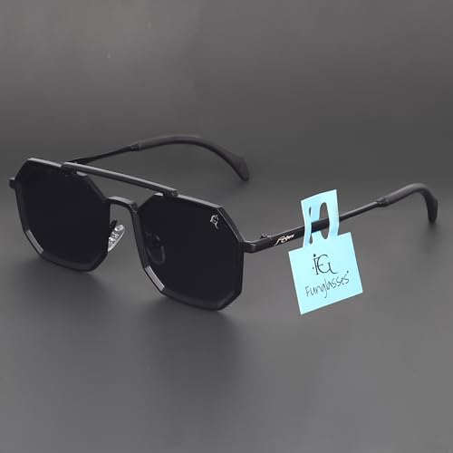 Image of Hexagon Round Sunglasses Metal Frame Stylish Goggles For Men's and Women's