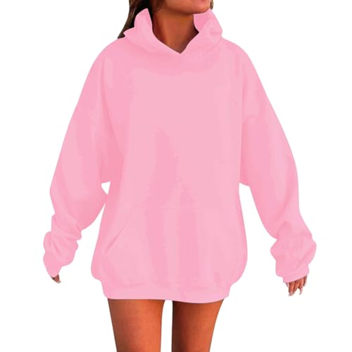 Kids Pullover Hoodies Plain Cute Hoodie Sweatshirts Oversized Thin Lightweight School Tops Clothes (Pink, 9-10 Years)2