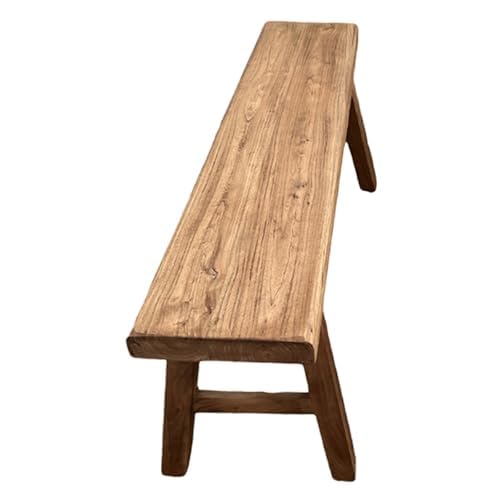Banco de madera rústica, resistente y duradero, ideal para entrada, jardín, sala de estar, dormitorio, comedor, patio, césped, patio, parque