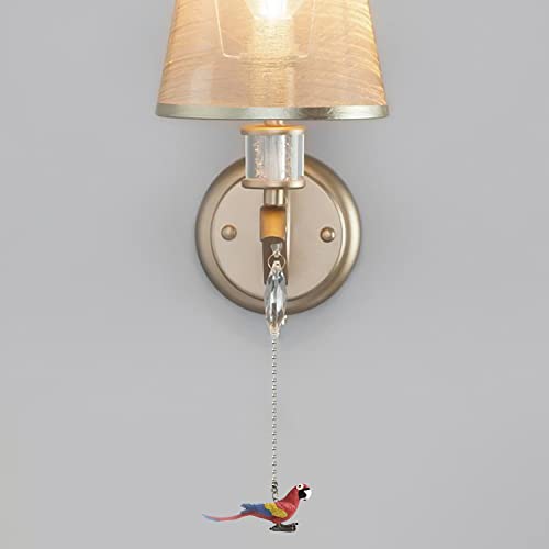 Image of Parrot Ceiling Fan Pull Chain,12in Vivid Bird Fan String Pulls Charm Extension Decorative,3mm Diameter Beaded Fan Light Pull Chains Extender Ornaments with Connector for Kids Room