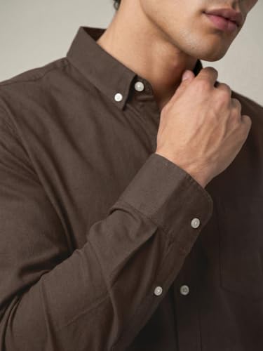 Image of Urbano Fashion Men's Cotton Full Sleeve Regular Fit Solid Oxford Shirt with Button-Down Collar