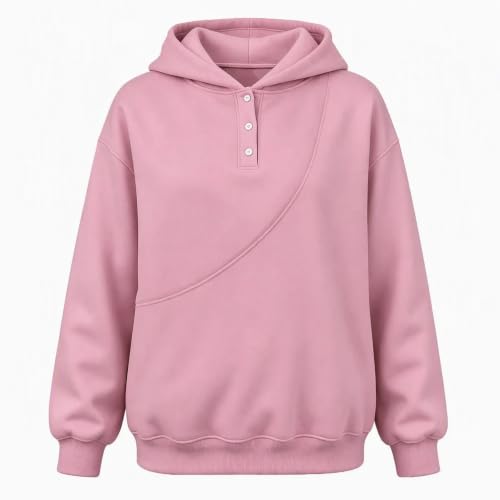Pet Carrier Sweatshirt Pet Pouch Hoodie Women Kangaroo Pocket Dog Cat Carrier Button Neck Pullover Suéter Manga Larga para Mujer Dressly Capsule Wardrobe Outfits Pink S - image 4