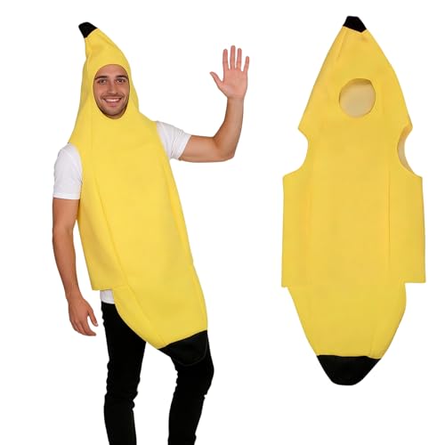 TXUJZP Disfraz Plátano Adulto Unisex, Ligero y Cómodo para Halloween, Fiestas, Carnaval, Navidad, Cosplay, Amarillo