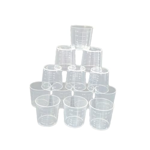 Cabilock 25 Piezas Unidades Vaso Medidor Plástico con Escala Graduada para Cocina y Laboratorio Resistente Altas Temperaturas y Ácidos con Boca Ancha Fácil Limpieza