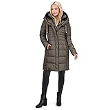 Tahari Casey Women's Quilted Fitted Puffer Coat with Bib Gray Size S