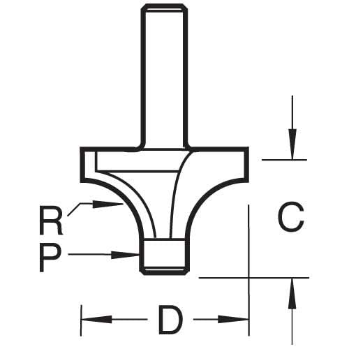 Trend Professional Pin Guided Round Over Router Cutter, 4.8mm Radius, 1/4 Inch Shank, 19mm Cut Diameter & 11.8mm Cut Length - Image 3