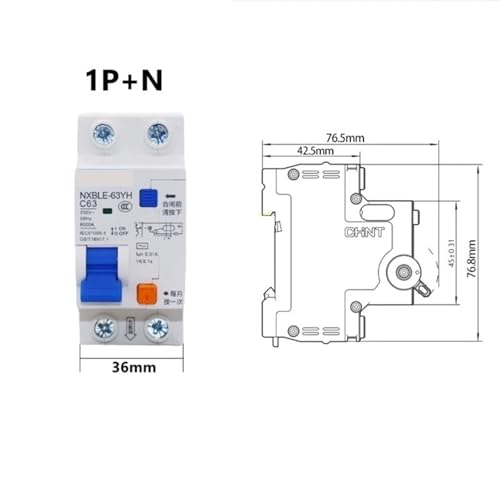 Disyuntor RCBO NXBLE-63YH 1P+N de 40A y 10mA para protección de corriente residual 2