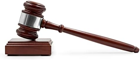 Wooden Gavel and Sound Block for Judge Lawyer Auction (Silver Band)