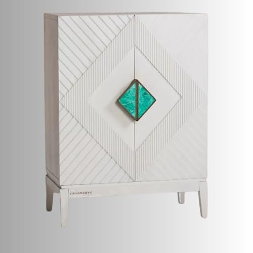 Image of Eisth Wooden Sideboard Cabinet for Living Room | Handcrafted Solid Wood Storage Cabinet with 2 Doors | Crockery Cabinet for Home | Wooden Furniture for Home (White)