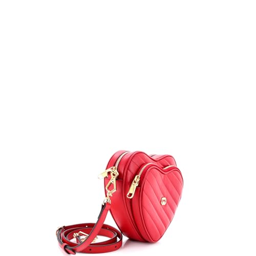 Pre-Loved Interlocking G Heart Shoulder Bag Diagonal Quilted Leather Mini, Red2