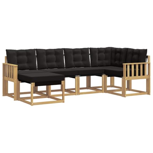 vidaXL Ensemble de canapés d'extérieur 6 pcs Blanc et Noir, Ensemble de canapés de Jardin Moderne, Confortable, Relaxant, résistant, Meubles d'extérieur...