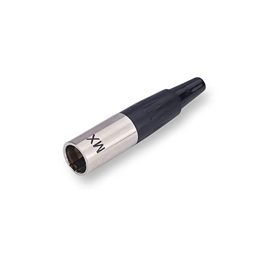 Image of MX 3 Pin XLR Microphone Connector pin Pure Copper Nickel Plated Pins1 for High Conductivity microphone (Mini XLR 4-Pin Male, Pack of 1, Male Connector)