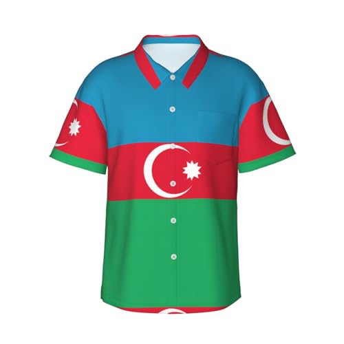 Chemise à manches courtes drapeau Azerbaïdjan boutonnée homme