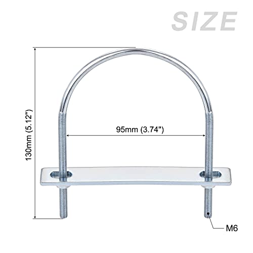 Image of METALLIXITY U Bolts 2 Sets (M6x95x130mm), Round U Bolt Steel with Accessories - for Construction, Pipe