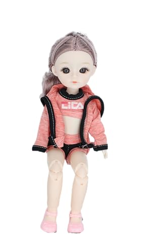 Image of Tickles Movable Joints Cute Beautiful Eyes Fashionable Dress Doll for Kids Girls (Color: Orange & Black Size: 30 cm)