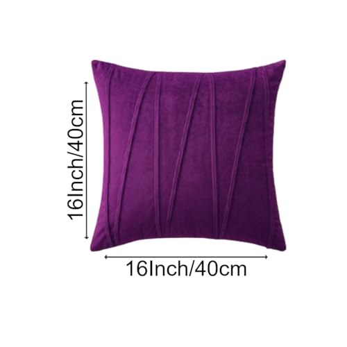 Image of Amazon Brand - Umi Decorative Striped Throw Pillow Covers 16 X 16 Inch,Soft Solid Velvet Pillow Covers Cushion Case with Zigzag Pattern for Sofa Bedroom 40 X 40 Cm (Pack of 5) Purple