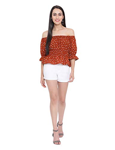 Image of Women Off Shoulder Cotton Color Block Top