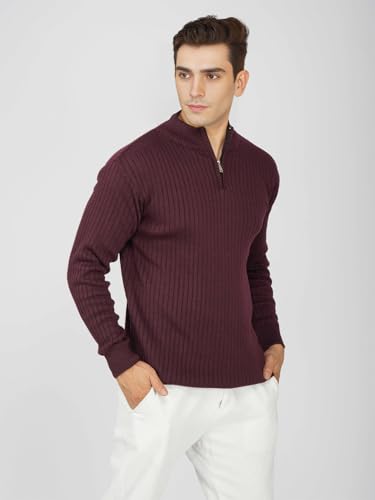 Image of LOQUE Men's Wool Blend Selection Sweater Half Zip High Neck Pullover Warm Casual Winter Wear for Office and Travel
