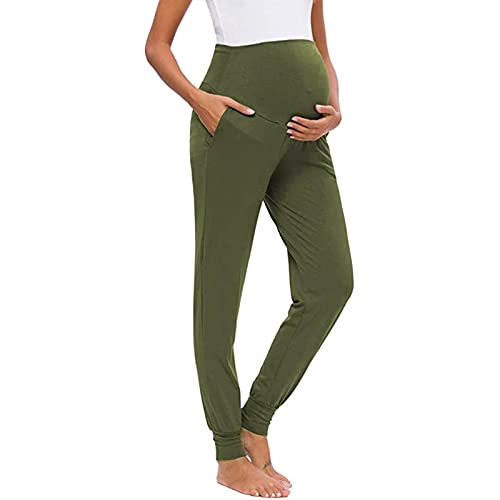 Pantalones de chándal para embarazadas de algodón – Leggings de maternidad pantalones largos pijama/yoga pantalones suaves pantalones de maternidad elásticos pantalones de ocio con banda pantalones