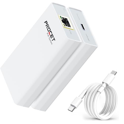 PROCET PoE Over USB C Converter up to 23W RJ45 PoE+ to Type C Ethernet Adapter 100Mbps for Tablet, iPad, Digital Signage Display, Webcam, Nintendo Switch, Home Assistant
