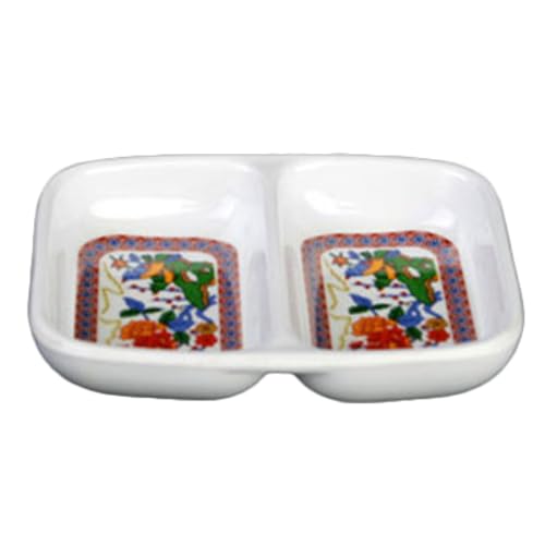 FSE 1102TP Twin Sauce Dish, 2 oz., 3-3/8" x 2-3/4", 2-Wells, Rectangular, Break-Resistant, Dishwasher Safe, BPA Free, Melamine, Peacock, NSF, Pack of 12