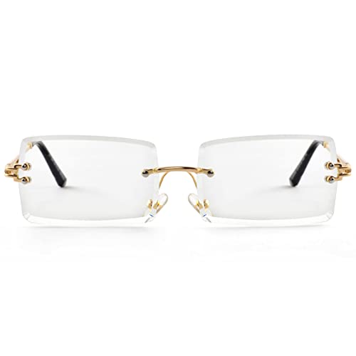 Image of Kursan Frameless Rectangle Sunglasses for Men Women Small Rimless Sun Glasses Shades UV400 Protection (Clear)