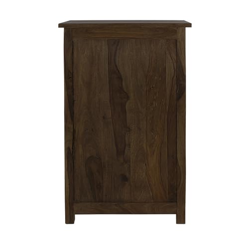 Image of The Attic Sheesham Mini Glazed Bookcase Walnut with Cane, Multipurpose for Living Room Bed Room Study, Solid Wood, Walnut Matte Finish