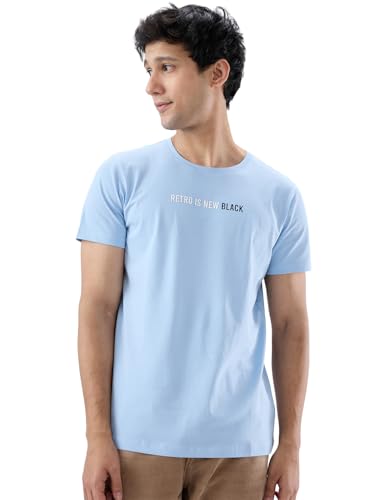 Image of Spykar Men's Slim Fit Crew Neck Half Sleeve Solid Casual T-Shirt