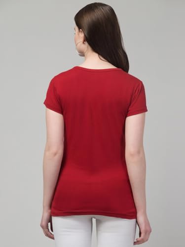 Image of Women's 100% Cotton Plain Regular Fit Round Neck Half Sleeve Tshirt (Solid)