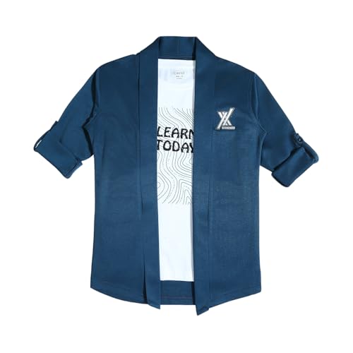 Image of CAVIO Boys Solid Open-Front Shrug with T-Shirt
