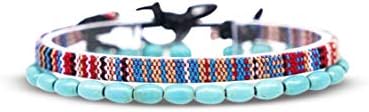 Made by Nami 2x Boho Surfer Bracelet Set Women & Men - Handmade Summer Beach Bracelets - Adjustable & 100% Waterproof - Festival Accessories - Beaded & Braided (Multi Beads)