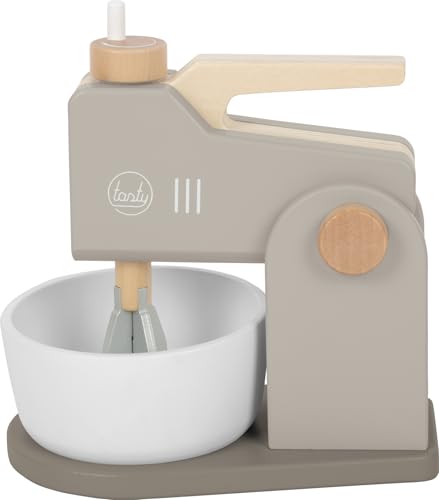 Small Foot Set mixeur Gris « Tasty » en Bois, Robot de Cuisine 2 en 1, à partir de 3 Ans, 12679, Coloré, Kind-Size