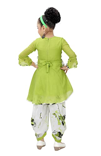 Image of Blushup Girls Floral Printed Rayon Ethnic Wear Kurti and Dhoti Set