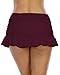 Halcurt Women's Mid Waisted Ruched Ruffle Swim Skirts with Hipster Sexy Bikini Swimsuit Bottoms Burgundy L