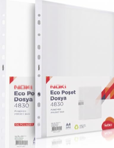 Noki 4830-Eco Poşet Dosya 200 Adet | Delikli Kenar, Geri Dönüşümlü İçerik