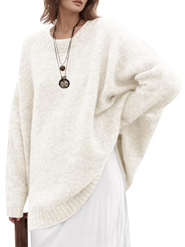 UNCLECAT Women's Oversized Sweaters Trendy Knit Sweater Tops Long Sleeve Crewneck Casual Pullover
