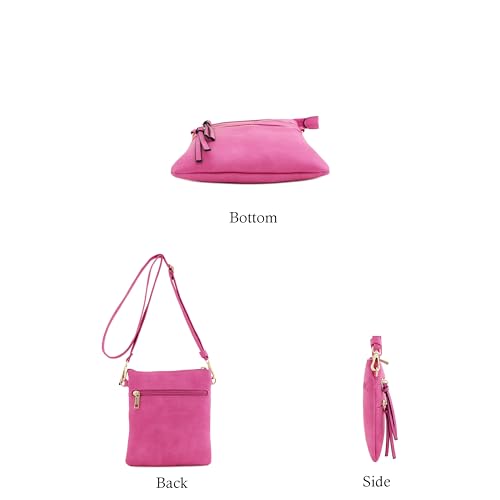 Image of Isabelle Small Lightweight Shoulder Bag for Women, Mini Multi Zipper Pocket Crossbody Handbag with Adjustable strap