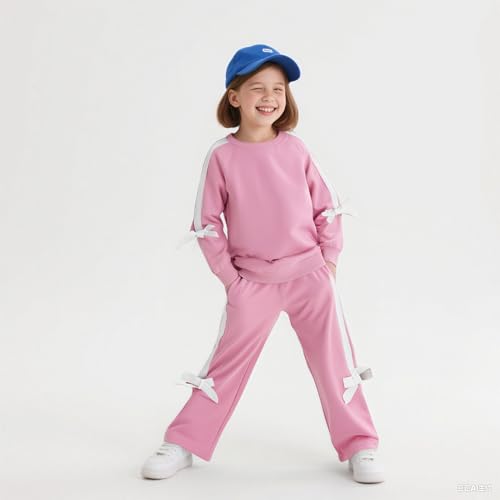 Image of 2025 Girls Sweatsuit Set Cute Hooded Sweatshirt & Jogger Pants with Pocket Casual Outfuts Set