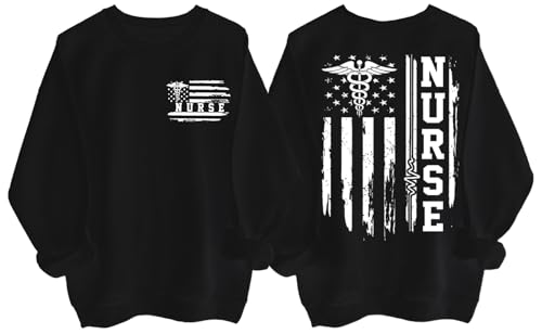 Nurse Flag Shirt Vintage American Flag Nurse Sweatshirt Unisex Funny Long Sleeve Sweatshirt
