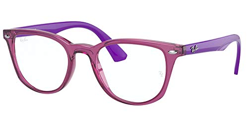 Ray-Ban Armações quadradas para óculos de grau RY1601 Junior Kids, Lente transparente fúcsia/demonstração, 48 mm