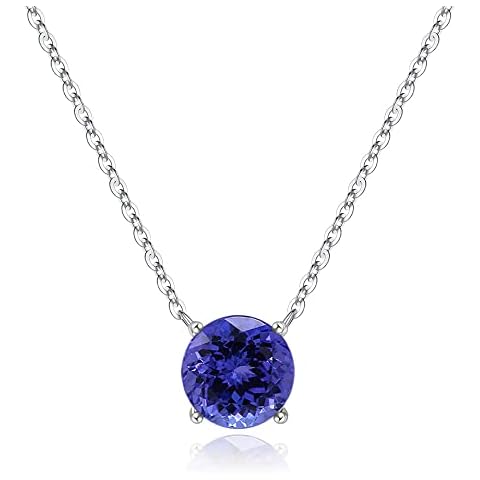 Ursilver Tanzanite Necklace for Women, S925 Sterling Silver Birthstone Necklace 2CT Lab Grown Tanzanite Necklaces December Birthday Gifts Christmas December Birthstone Jewelry Gifts for Women Cover