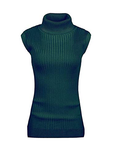 Image of v28 Women Sleeveless High Neck Turtleneck Stretchable Knit Sweater Top