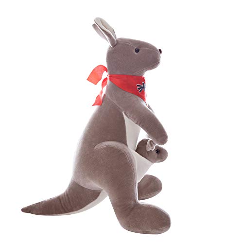Creativo Madre e Figlio Canguro Peluche Giocattolo Carino Canguro Cuscino Peluche Bambole Animali Di Peluche Del Bambino Placare Giocattolo per Bambini Regalo 65 cm Grigio Scuro-B