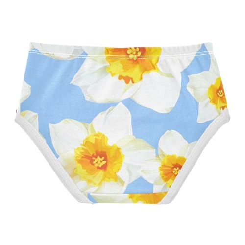 Toddler Underwear Custom 2t Cotton Panties Little Girl Funny Briefs Kids Undies White Daffodil Flowers Floral Blue2