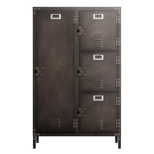 Sightlife Armoires de Bureau Casier vestiaire Design Vintage Armoire Metallique Rangement Modulaire Armoire Utilitaire 4 Portes Porte avec Loquet pour...
