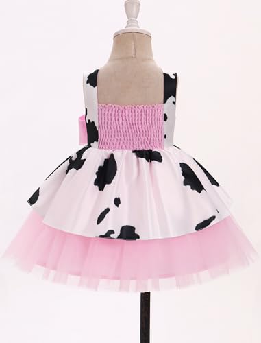 Baby Girl Strawberry Cow Butterfly Floral Tulle Dress Toddler Smocked Back Birthday Outfits Flower Girl Wedding Dress2