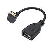 Tivid 15CM Mini hdmi 90 Degree Adapter Mini hdmi Right Angle Male to HDMI Female Cable Adapter Connector Support 1080P Full HD, 3D (0.15m, Downward Angle).