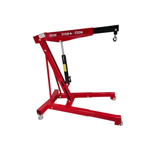 Grúa Hidráulica de Taller 3 Toneladas – Elevador de Motores y Maquinaria Pesada con Patas Retráctiles, Rango de Elevación 0–2120 mm, 2 Ruedas Giratorias,– Ideal para Garajes y Talleres (3 Toneladas)