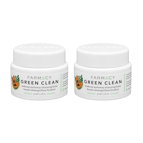 Image of Farmacy Makeup Remover Cleansing Balm Bundle - Green Clean Waterproof Makeup Remover + Oil Based Cleanser - Gentle Exfoliating Double Cleanser - Melts From Balm to Milky Lather (50ml, 2 Count)