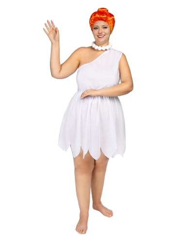 Funidelia Disfraz Oficial de Vilma Picapiedra para Mujer con vestido, peluca y collar, Traje de Los Picapiedra para Adulto Cavernícolas, Disfraces de Carnaval, Halloween y Fiestas – Talla XL